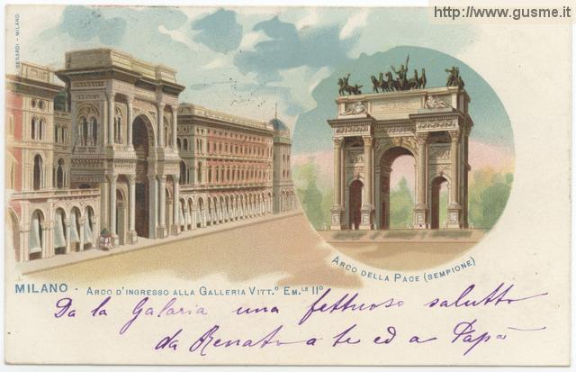 Milano - Arco d'ingresso alla Galleria V.E. - Arco della Pace - click to next image