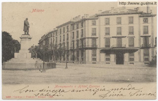 Milano - Monumento e Hotel Cavour - click to next image