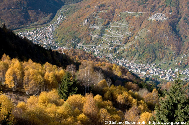  Boschi autunnali e vista su Chiavenna e Pianazzola - click to next image